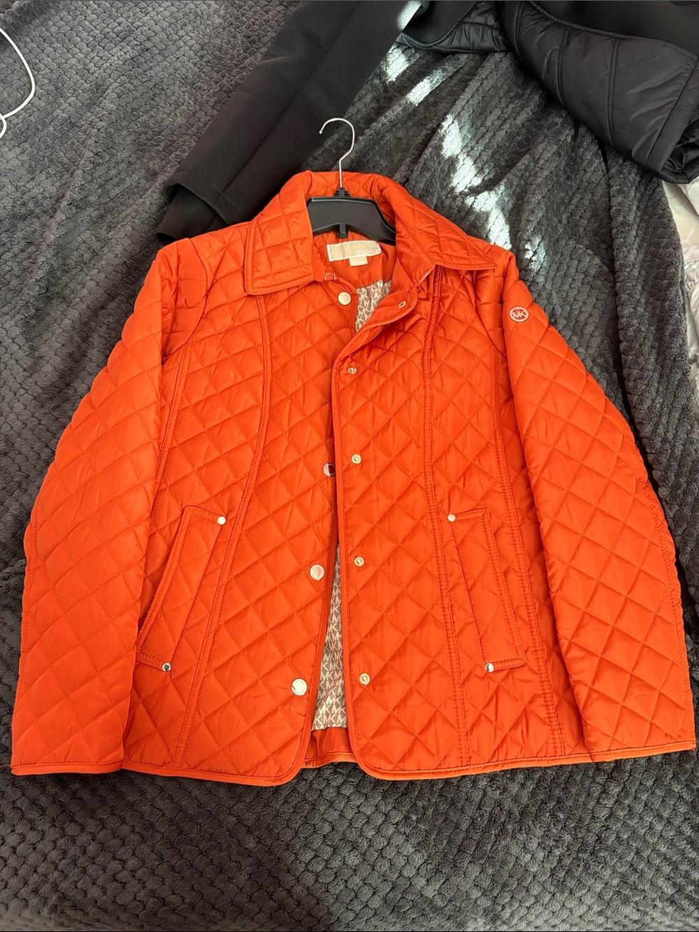 Michael Kors Quilted Bright Orange Puffer Jacket